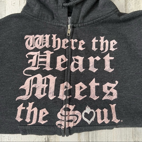 House of Blues Tops House Of Blues Gray Hoodie With Pink Lettering